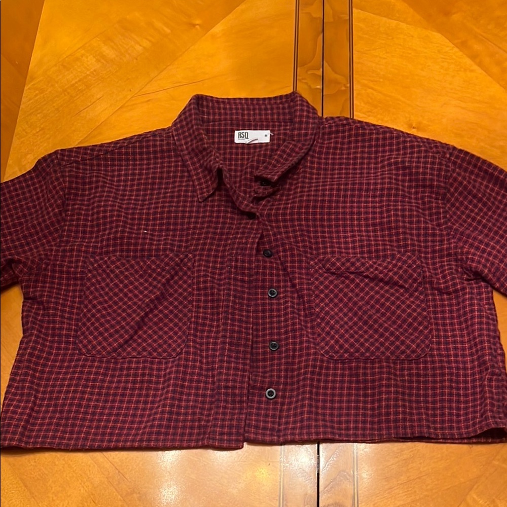 Red Plaid cropped Shirt